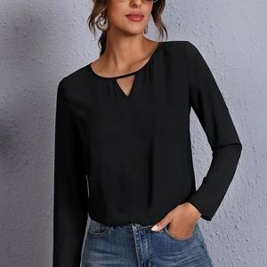 NWT SHEIN keyhole cutout long sleeve blouse
